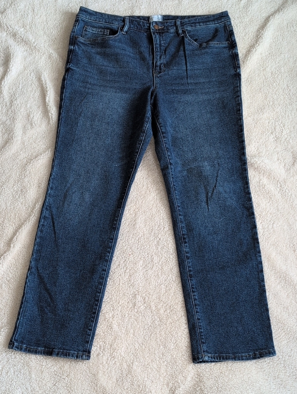 Women's Crown & Ivy Dark Blue High Rise Vintage Straight Leg Jeans Size 16